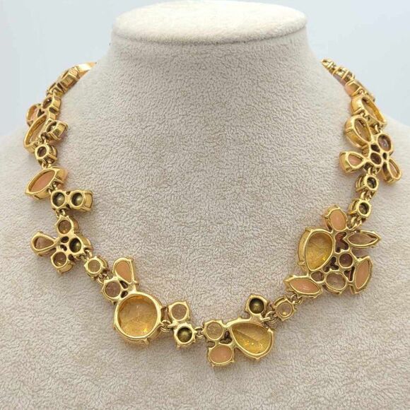 J Crew Pink Gold Crystal Statement Necklace - Picture 3 of 8